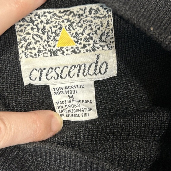 Vintage Crescendo Medium Pullover Wool Sweater Black Sequin David Rose Style - Picture 6 of 11